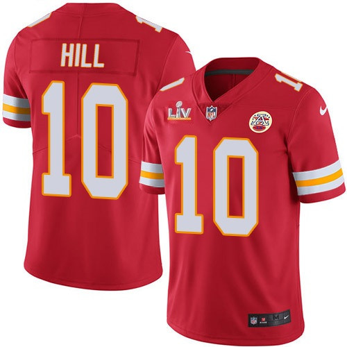 Men's Kansas City Chiefs #10 Tyreek Hill Red NFL 2021 Super Bowl LV Stitched Jersey